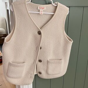 Cat & Jack Beige Fleece Vest with Buttons